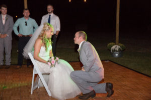 garter toss wedding tradition at L&L Farm